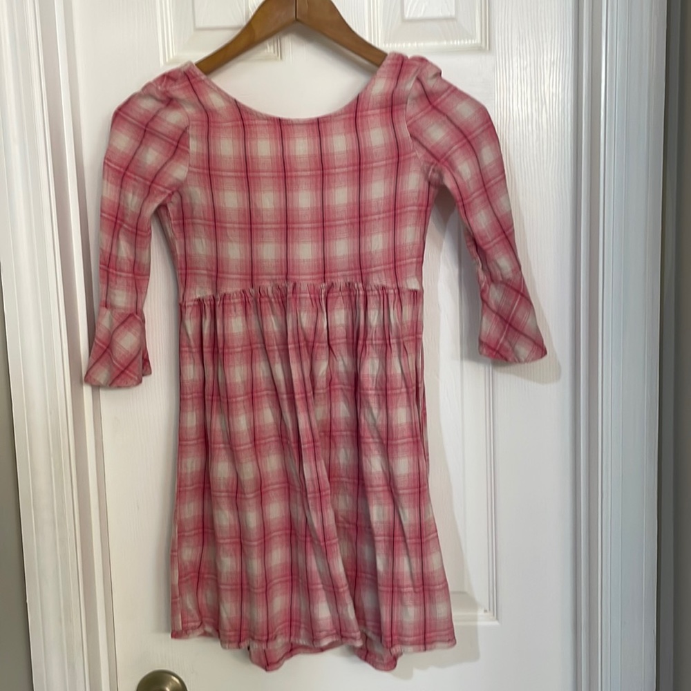 Gap Pink Plaid Bell Sleeve Flannel Dress Sz XL